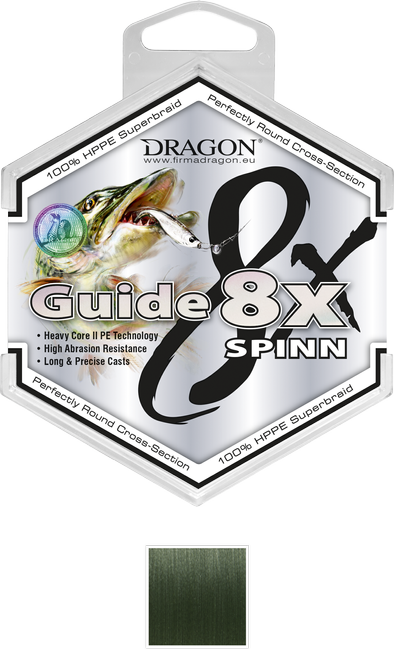 Dragon Guide 8X Spinn 0.18mm 15.1kg zielona- plecionka spinningowa